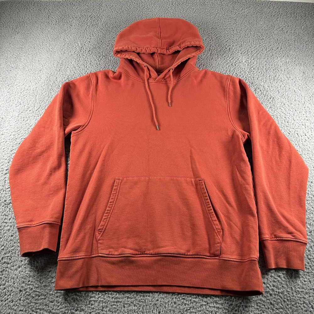 Colorful Standard Hoodie Mens M Orange Pullover Organic Cotton Fleece Sweatshirt